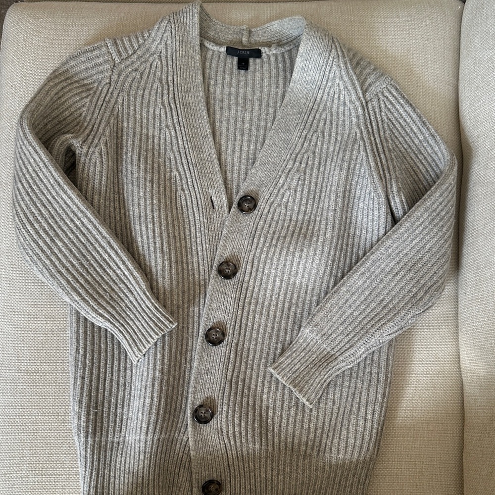 J. Crew Ribbed Longline Cardigan in Light Heather Gray